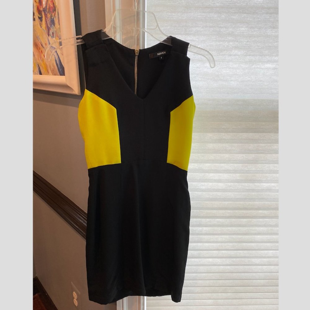 Naven Black and Yellow Mini Dress